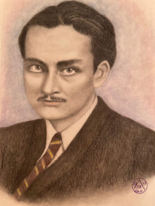 Manly Palmer Hall Portrait Art Drawing by author Bien